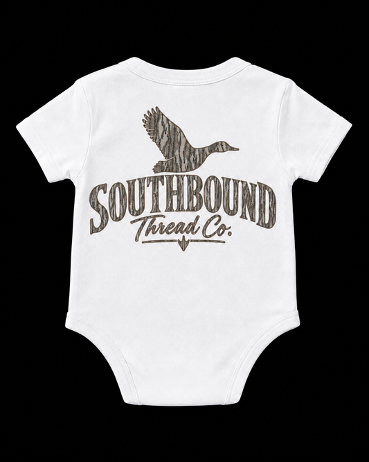 Bottom Land Camo Logo Onesie