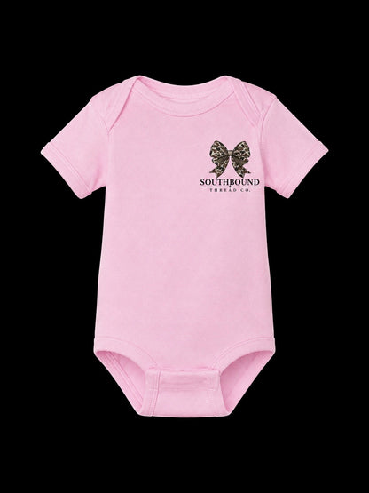 Vintage Duck Camo Bow Onesie