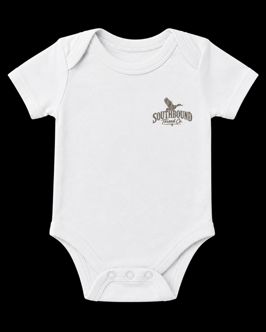 Bottom Land Camo Logo Onesie
