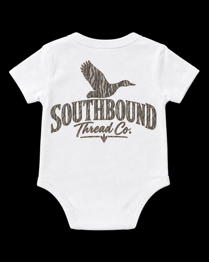 Bottom Land Camo Logo Onesie